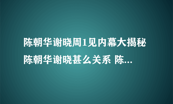 陈朝华谢晓周1见内幕大揭秘 陈朝华谢晓甚么关系 陈朝 - 个人资料