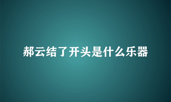 郝云结了开头是什么乐器