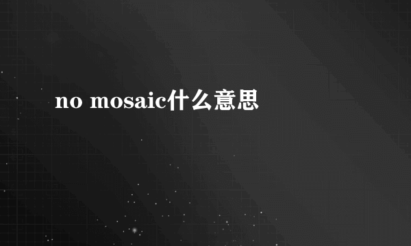 no mosaic什么意思