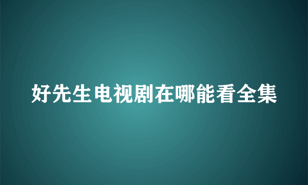 好先生电视剧在哪能看全集