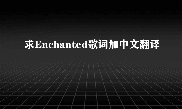 求Enchanted歌词加中文翻译