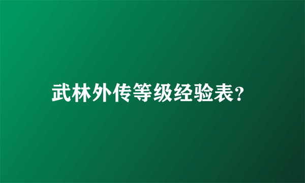 武林外传等级经验表？