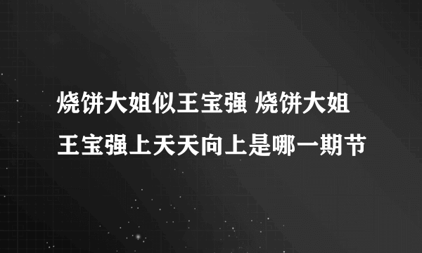 烧饼大姐似王宝强 烧饼大姐王宝强上天天向上是哪一期节