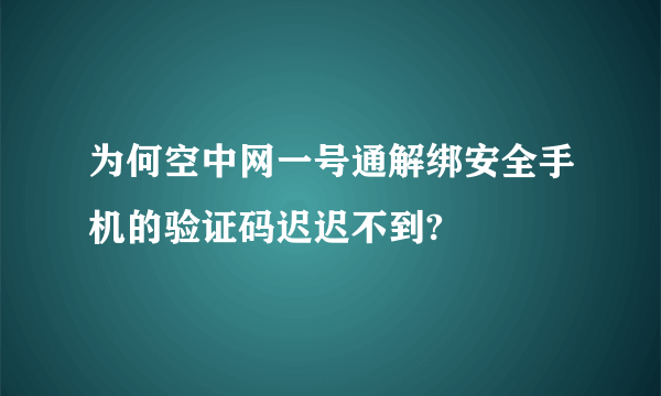 为何空中网一号通解绑安全手机的验证码迟迟不到?