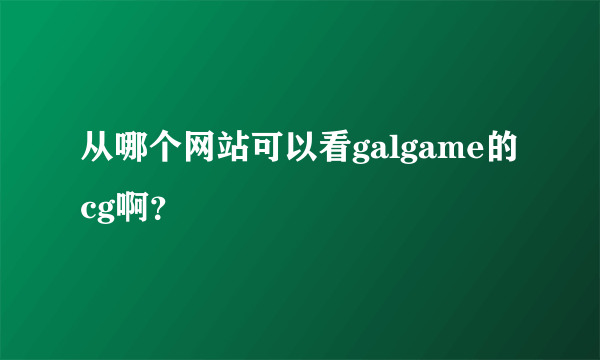 从哪个网站可以看galgame的cg啊？