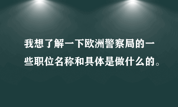 我想了解一下欧洲警察局的一些职位名称和具体是做什么的。