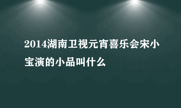 2014湖南卫视元宵喜乐会宋小宝演的小品叫什么