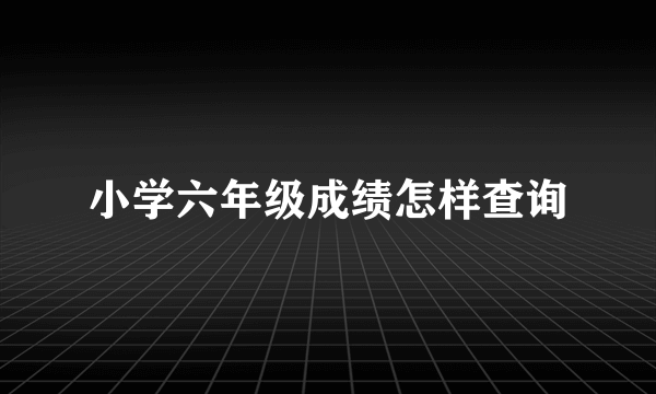 小学六年级成绩怎样查询