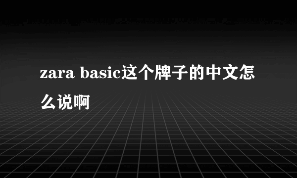 zara basic这个牌子的中文怎么说啊