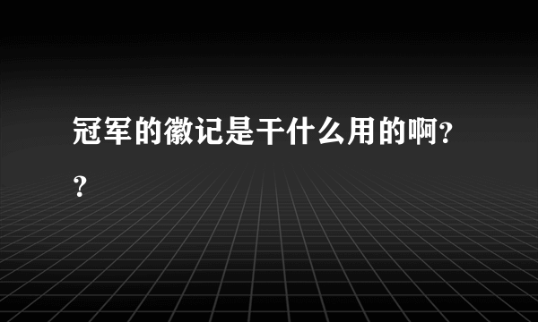 冠军的徽记是干什么用的啊？？