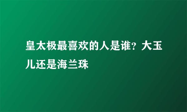 皇太极最喜欢的人是谁？大玉儿还是海兰珠