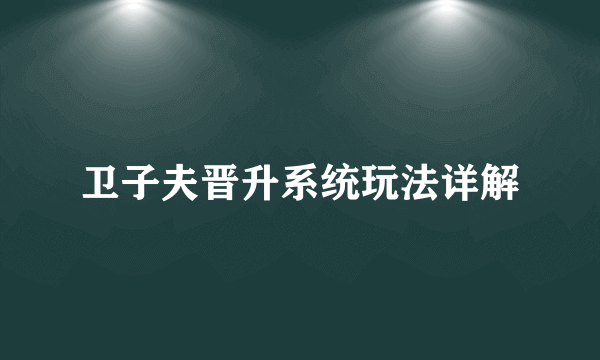 卫子夫晋升系统玩法详解