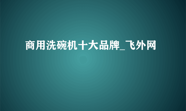 商用洗碗机十大品牌_飞外网