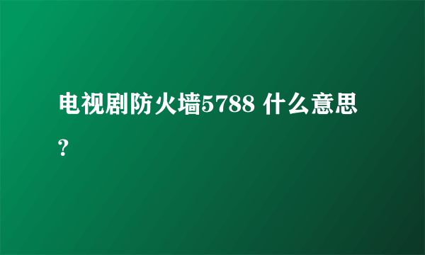 电视剧防火墙5788 什么意思？