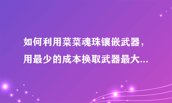 如何利用菜菜魂珠镶嵌武器，用最少的成本换取武器最大化的效果。