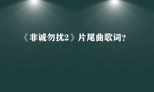 《非诚勿扰2》片尾曲歌词？