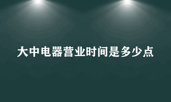 大中电器营业时间是多少点