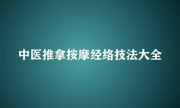 中医推拿按摩经络技法大全