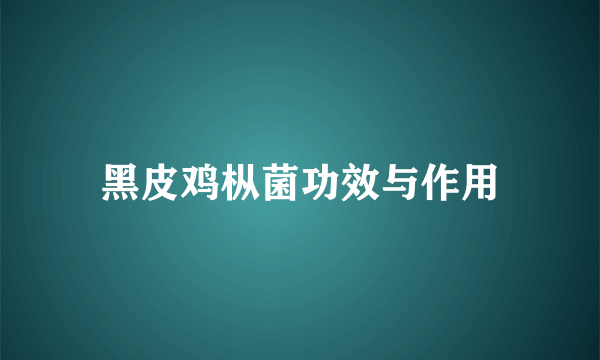 黑皮鸡枞菌功效与作用