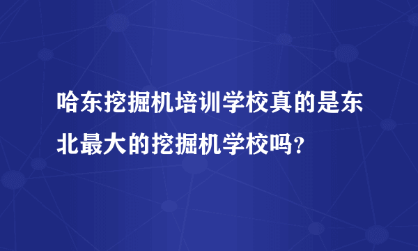 哈东挖掘机培训学校真的是东北最大的挖掘机学校吗？