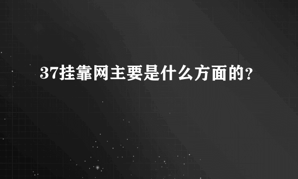 37挂靠网主要是什么方面的？