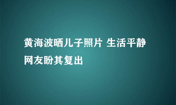 黄海波晒儿子照片 生活平静网友盼其复出