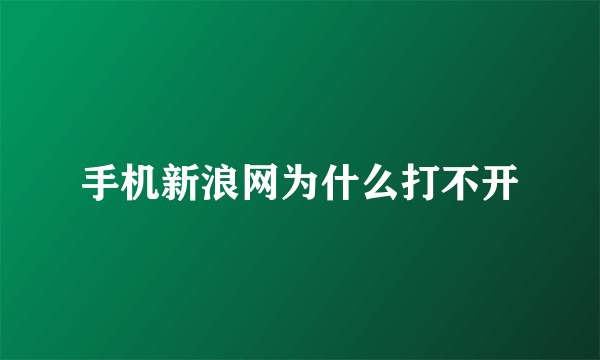 手机新浪网为什么打不开