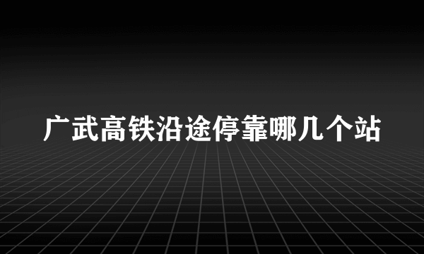 广武高铁沿途停靠哪几个站