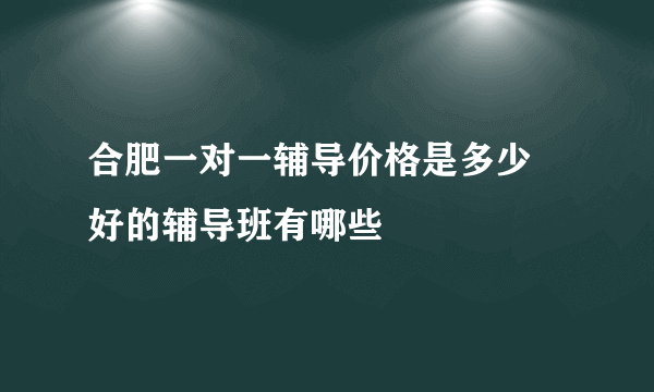 合肥一对一辅导价格是多少 好的辅导班有哪些