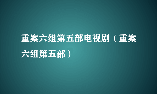 重案六组第五部电视剧（重案六组第五部）