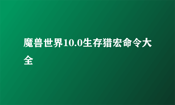 魔兽世界10.0生存猎宏命令大全