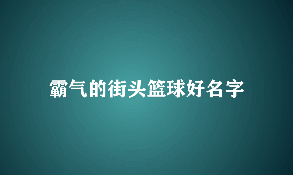 霸气的街头篮球好名字