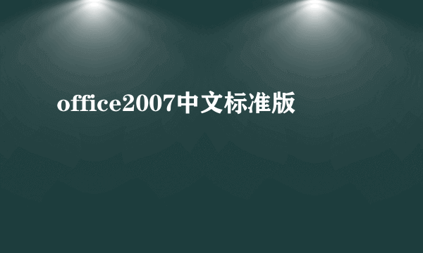 office2007中文标准版