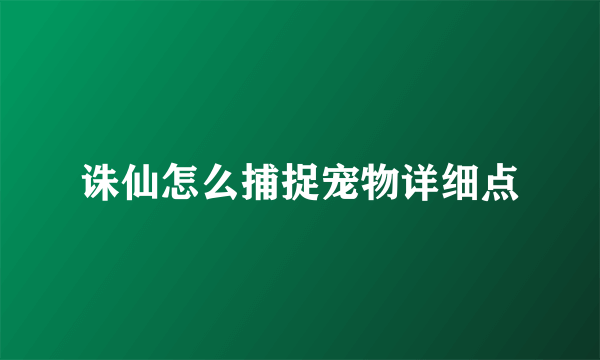 诛仙怎么捕捉宠物详细点