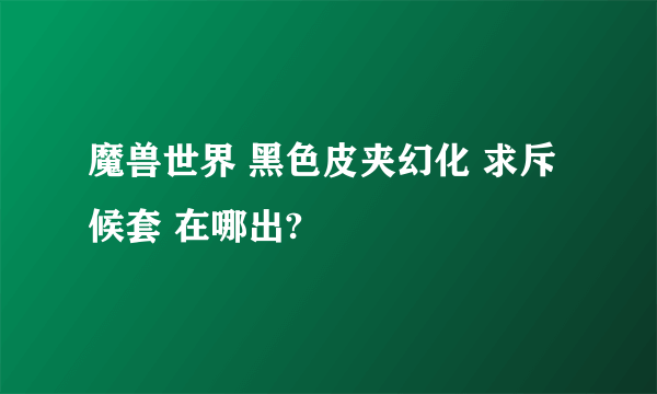 魔兽世界 黑色皮夹幻化 求斥候套 在哪出?