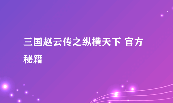 三国赵云传之纵横天下 官方秘籍