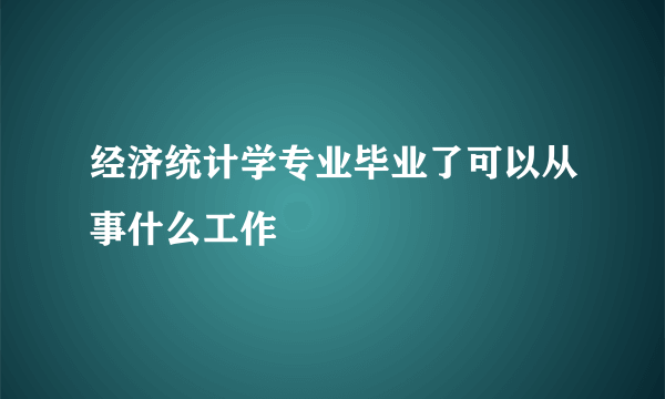 经济统计学专业毕业了可以从事什么工作