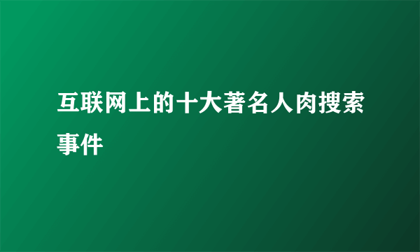 互联网上的十大著名人肉搜索事件