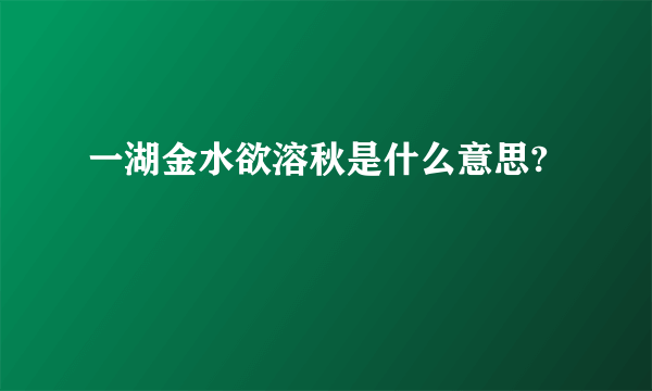 一湖金水欲溶秋是什么意思?