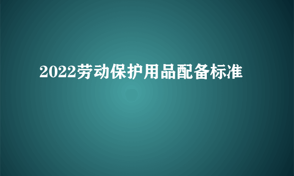 2022劳动保护用品配备标准