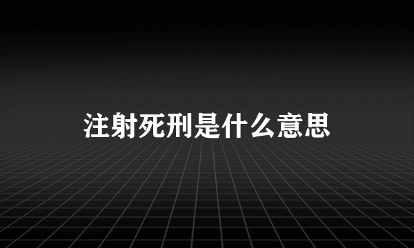 注射死刑是什么意思