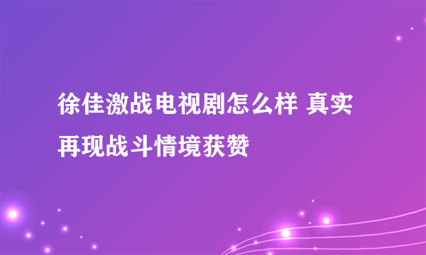 徐佳激战电视剧怎么样 真实再现战斗情境获赞