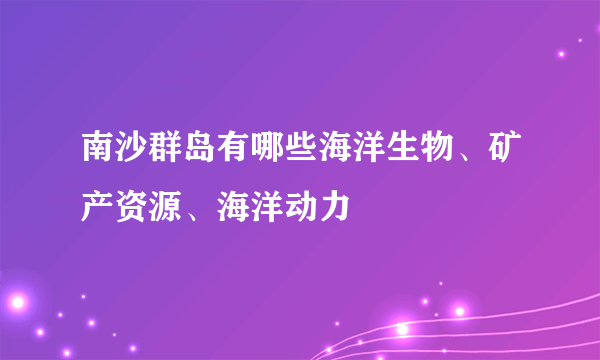 南沙群岛有哪些海洋生物、矿产资源、海洋动力