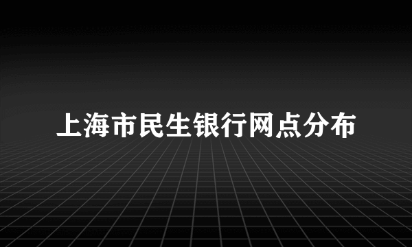 上海市民生银行网点分布