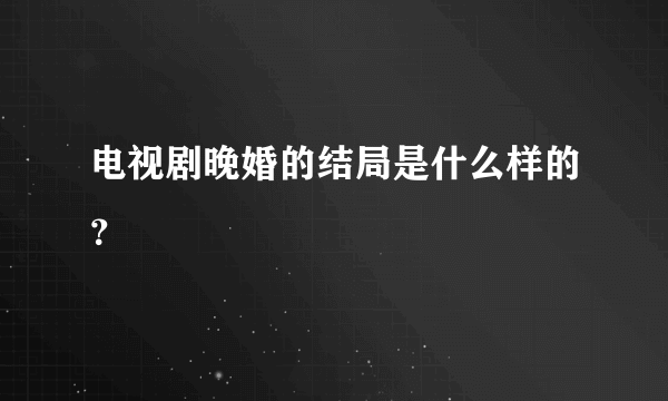 电视剧晚婚的结局是什么样的？