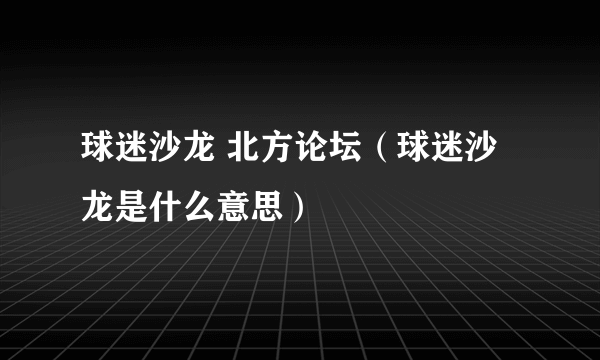 球迷沙龙 北方论坛（球迷沙龙是什么意思）