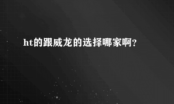 ht的跟威龙的选择哪家啊？