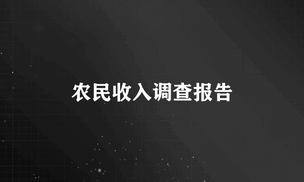 农民收入调查报告