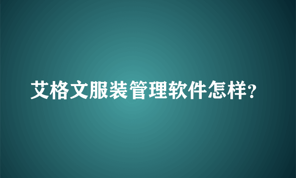 艾格文服装管理软件怎样？