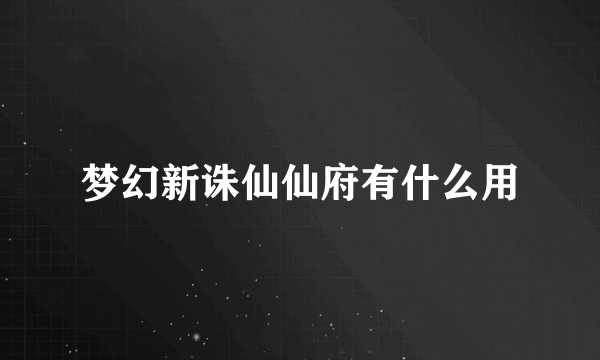 梦幻新诛仙仙府有什么用